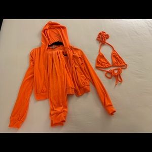 3 Piece Orange Sweatsuit